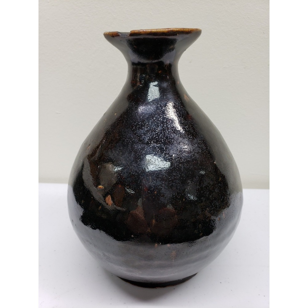 Antique Chinese Glazed Earthenware Pottery Yuhuchun Vase Glazed Brown Henan sake